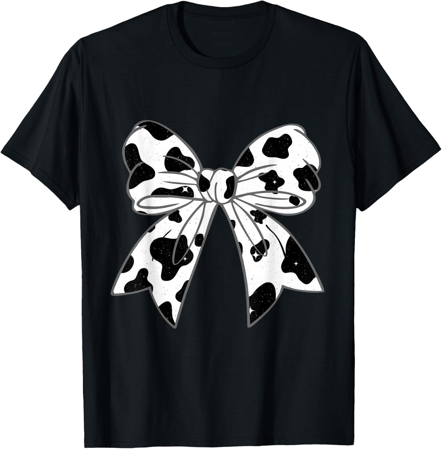 Coquette Bow Cow Pattern Farm Animals Cow Print Graphic T-Shirt - T-Shirt | Black