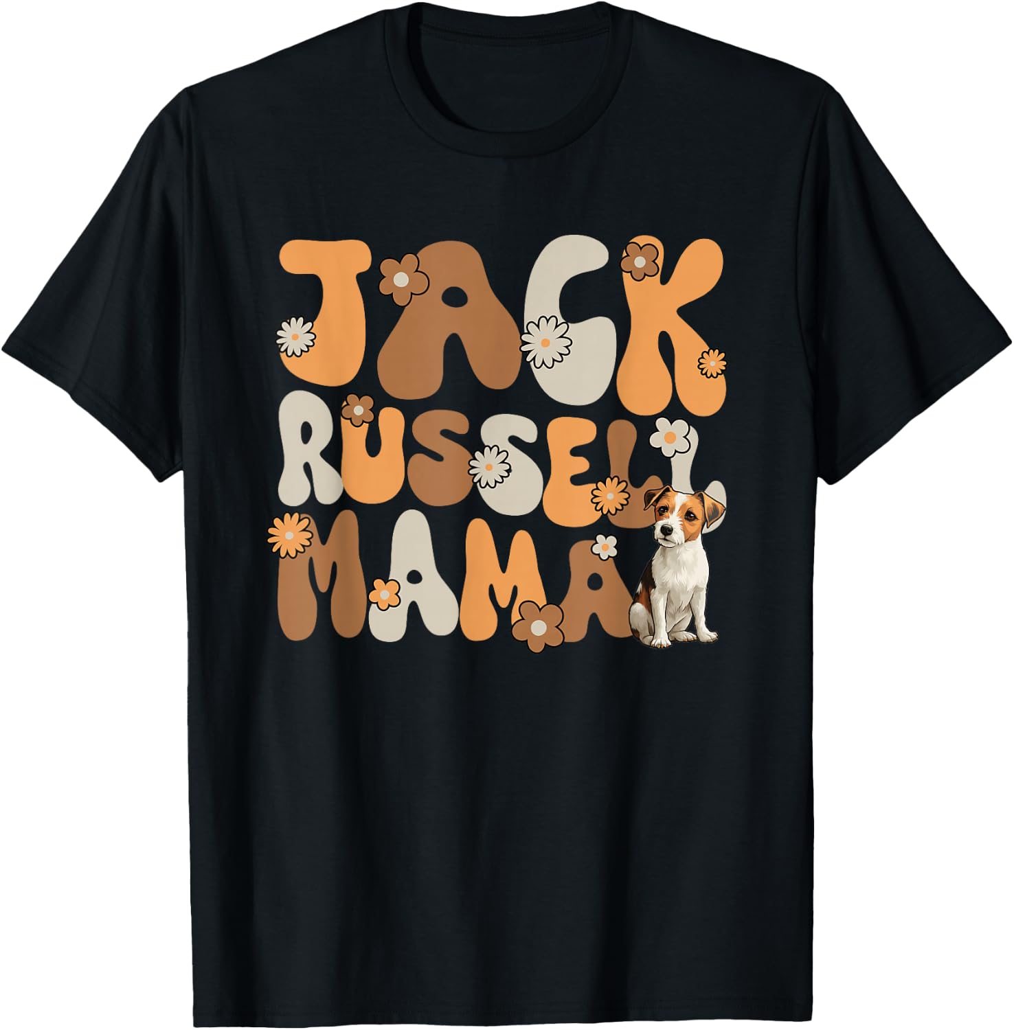 Jack Russell Terrier Groovy World's best Jack Russell Mama T-Shirt - T-Shirt | Black