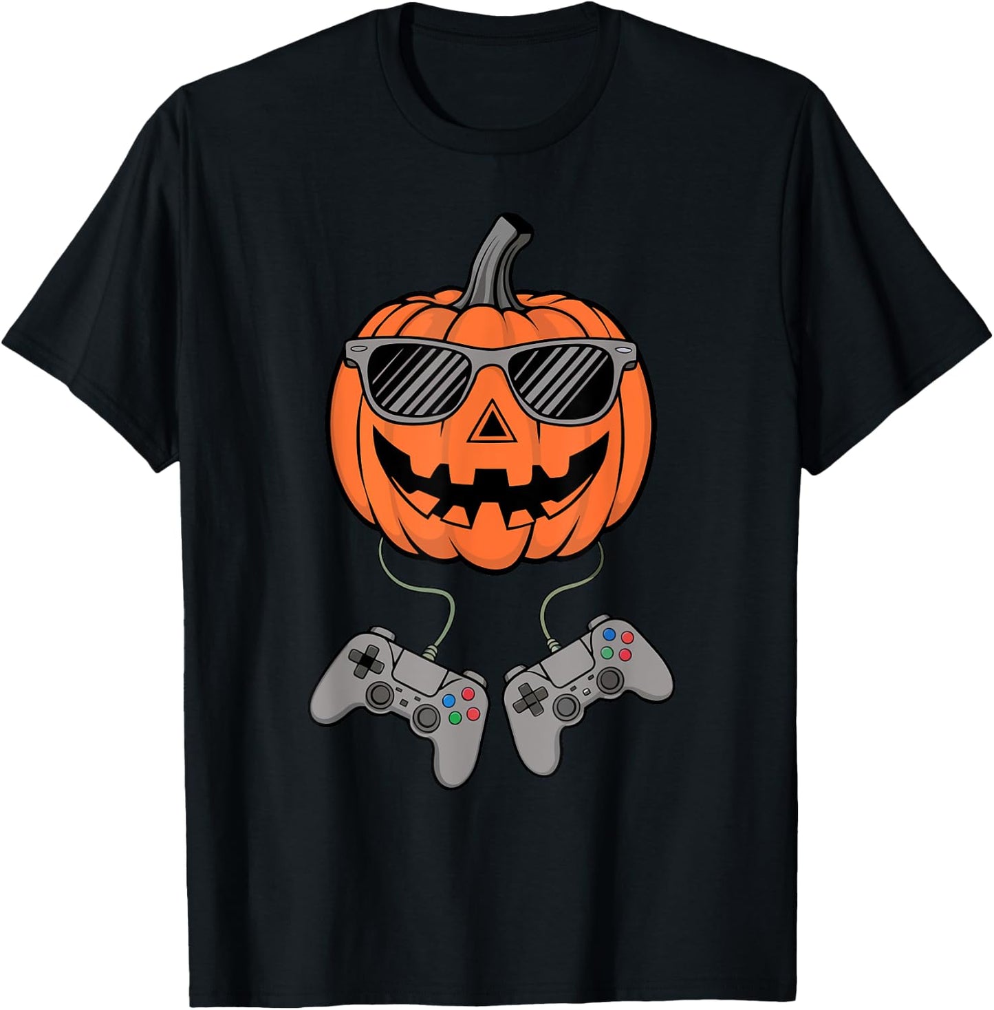 Halloween Jack O Lantern Gamer Boys Kids Men Funny Gaming T-Shirt - T-Shirt | Black