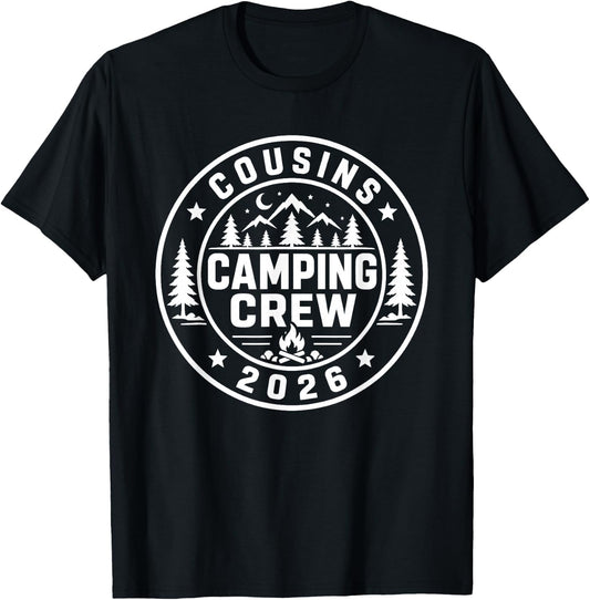 Cousins Camping Crew 2026 Summer Camp Men Women Boys Girls T-Shirt - T-Shirt | Black