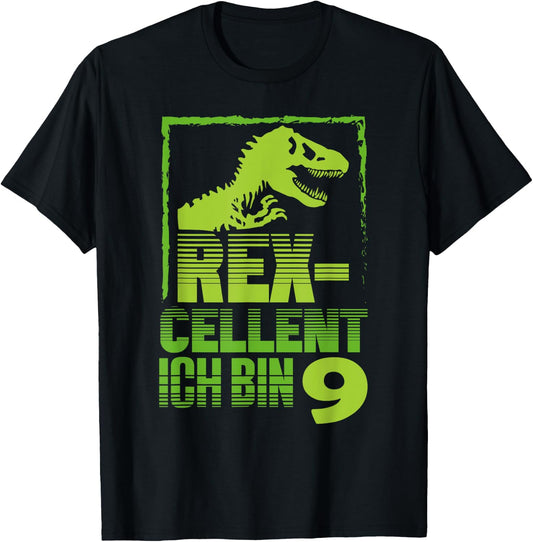 T-Rex Dino Design for a Dino Birthday 9 Years , black, s T-Shirt - T-Shirt | Black