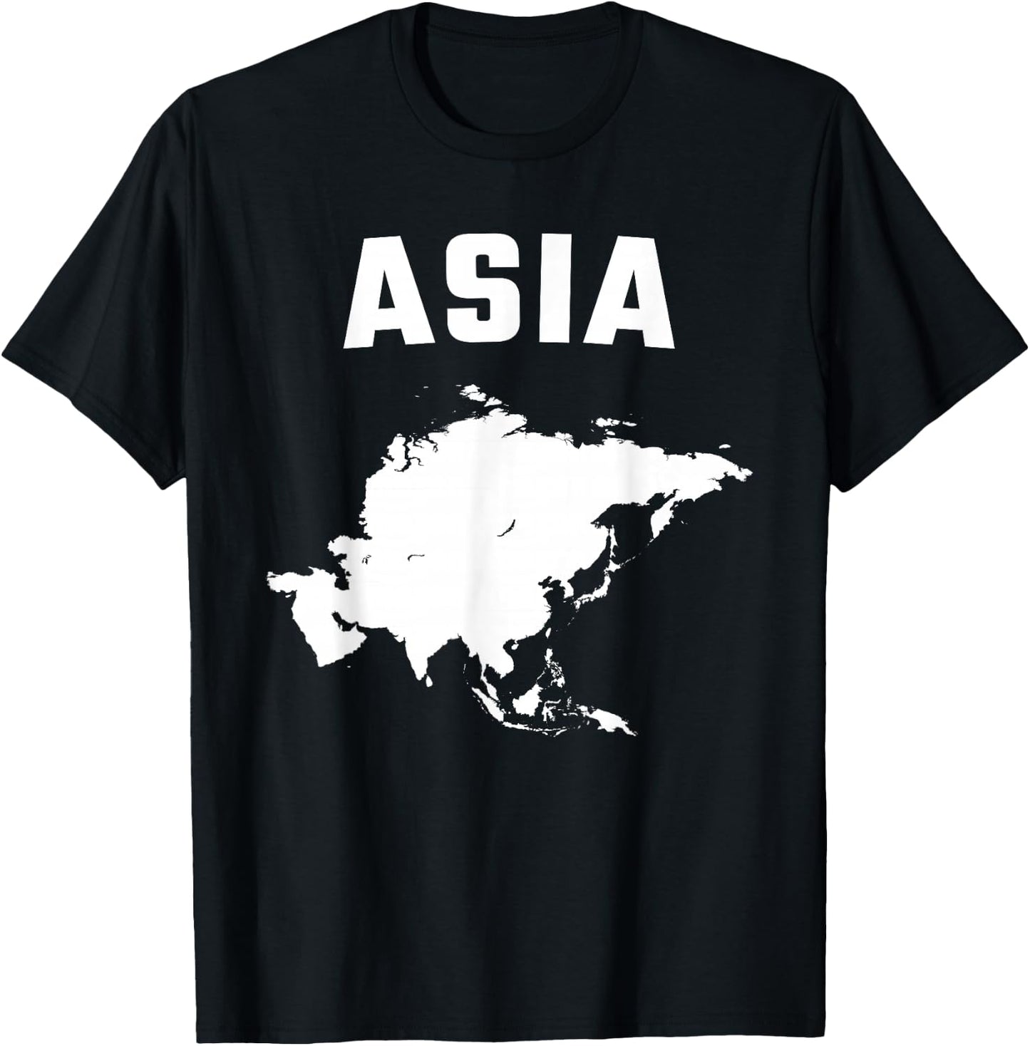 Isolated white silhouette of a map of Asia continent T-Shirt - T-Shirt | Black