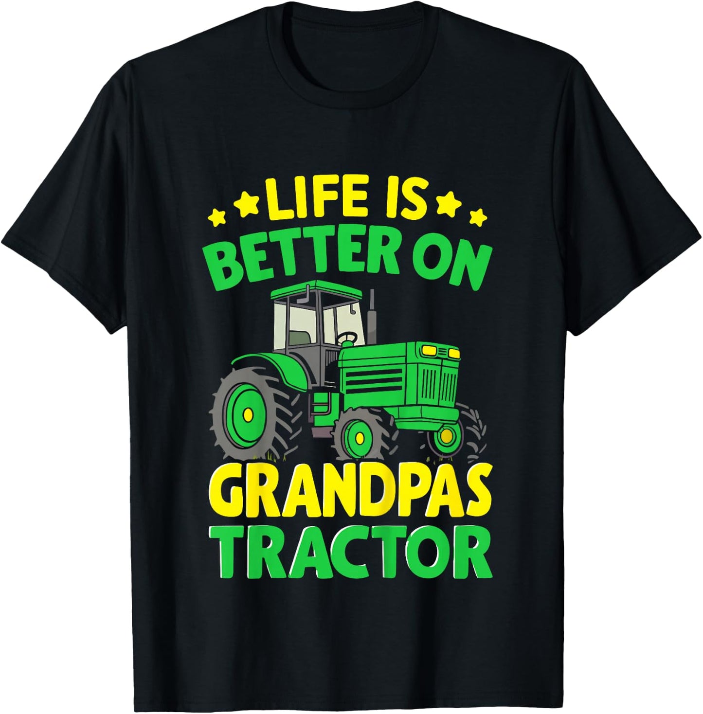 Kids Farmer Funny Tractor Boy On Grandpas Tractor T-Shirt - T-Shirt | Black