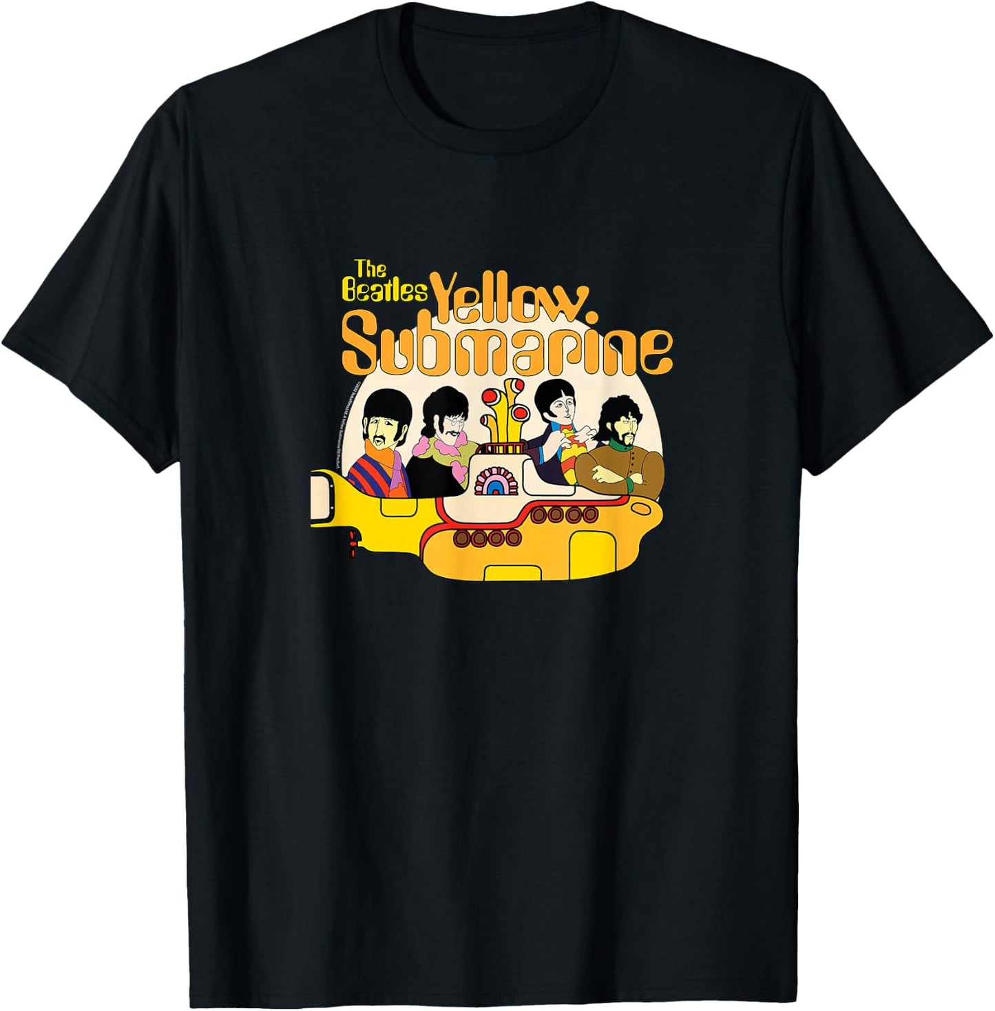 The Beatles - We All Live in a Yellow Submarine , black T-Shirt - T-Shirt | Black