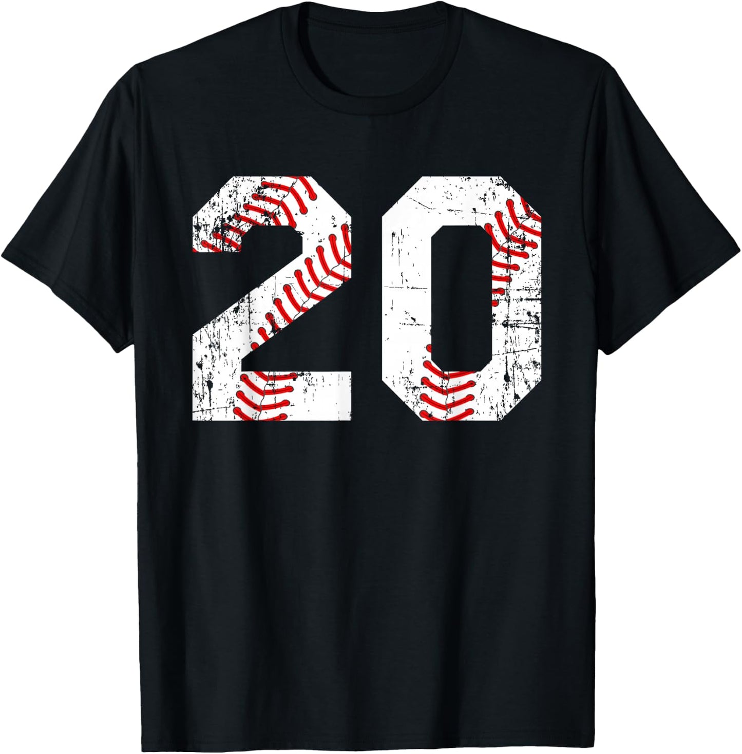 Vintage Baseball 20 Jersey Number T-Shirt - T-Shirt | Black
