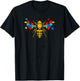 Autism Awareness Support Teacher Mom Bee Kind Puzzle Pieces T-Shirt - T-Shirt | Black