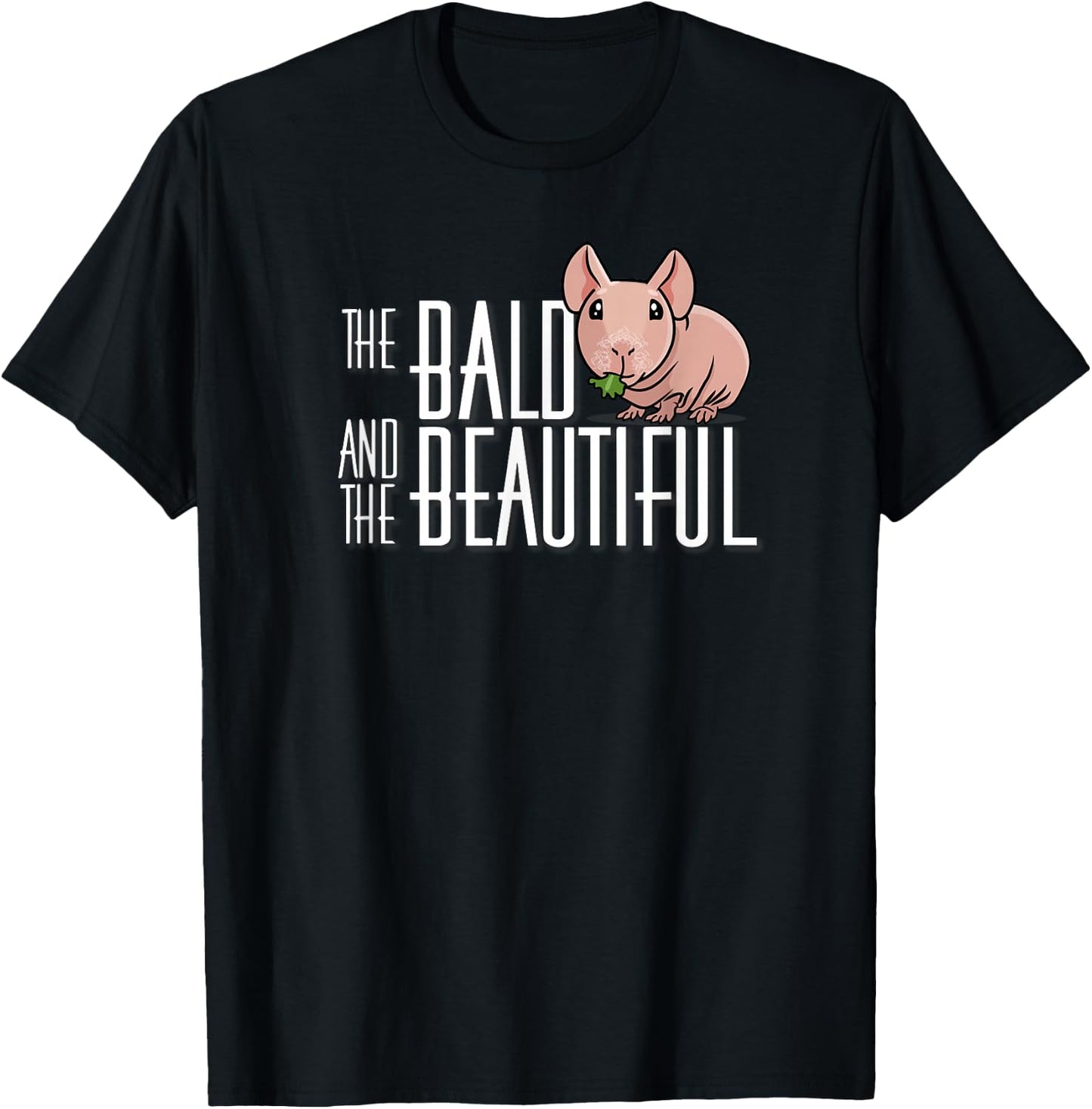 Funny Kawaii Kids Bald Beautiful Hairless Guinea Pig Lover T-Shirt - T-Shirt | Black
