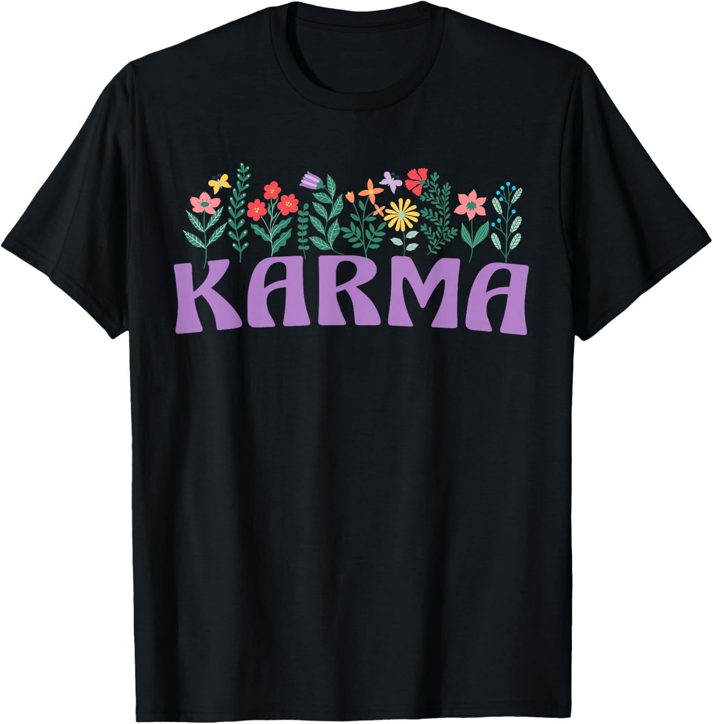 Wildflower Floral KARMA Name Mother's Day Women's T-Shirt - T-Shirt | Black