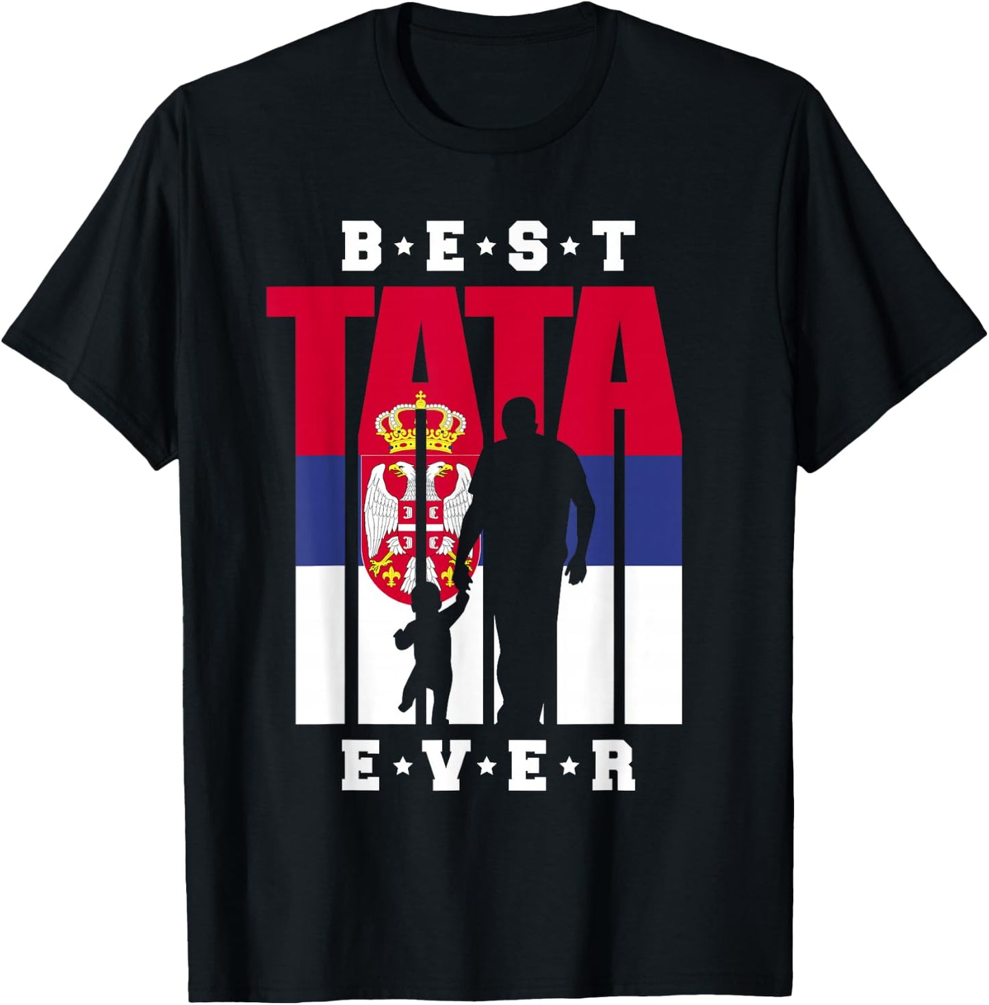 Tata und Baby Serbien Flagge Papa Serbischer Vater T-Shirt - T-Shirt | Black