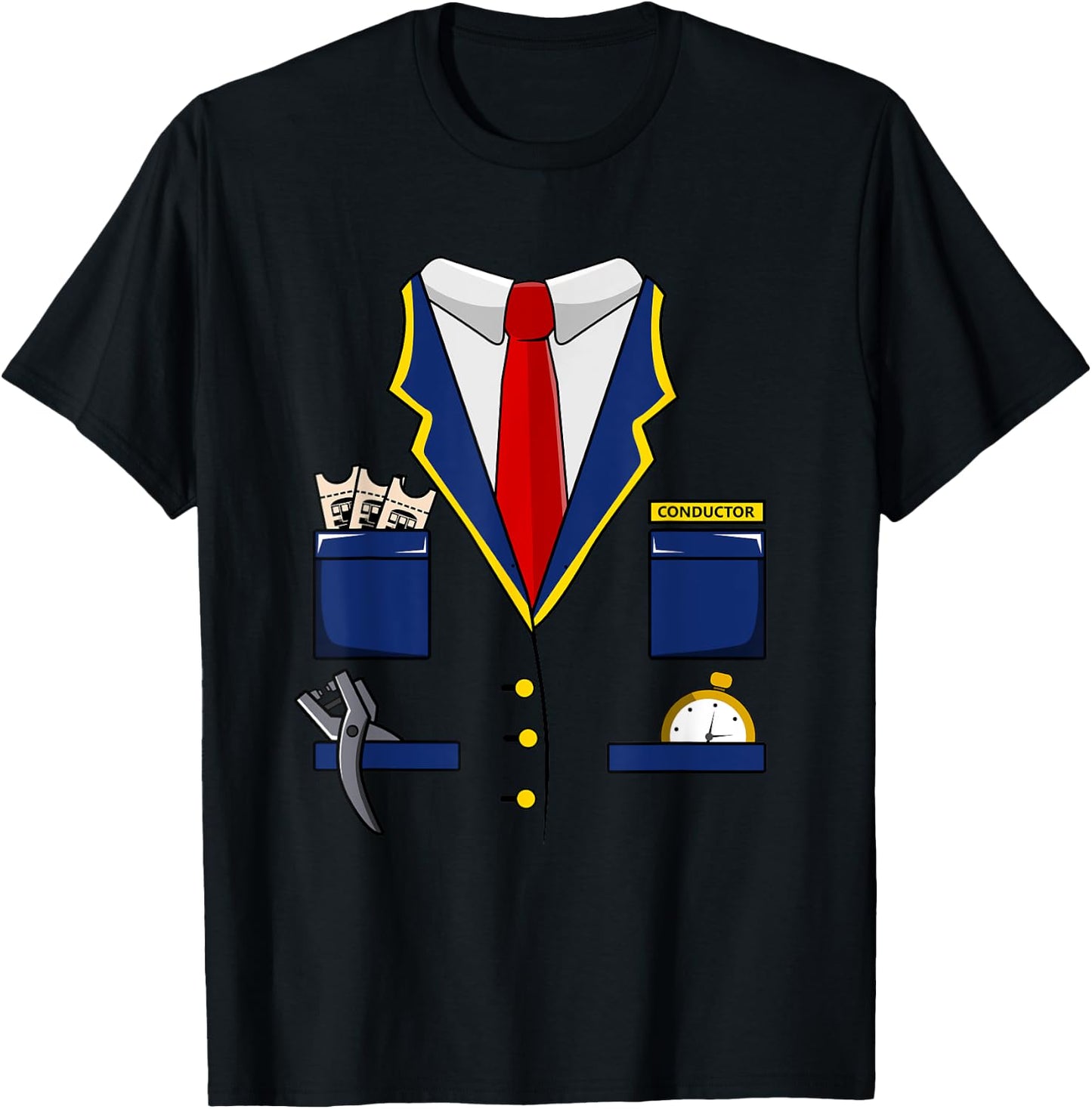 Adult Kids Railroad Halloween Train Conductor Costume T-Shirt - T-Shirt | Black
