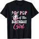 Pop Pop Of The Birthday Girl Farm Cow 1St Birthday Girl T-Shirt - T-Shirt | Black