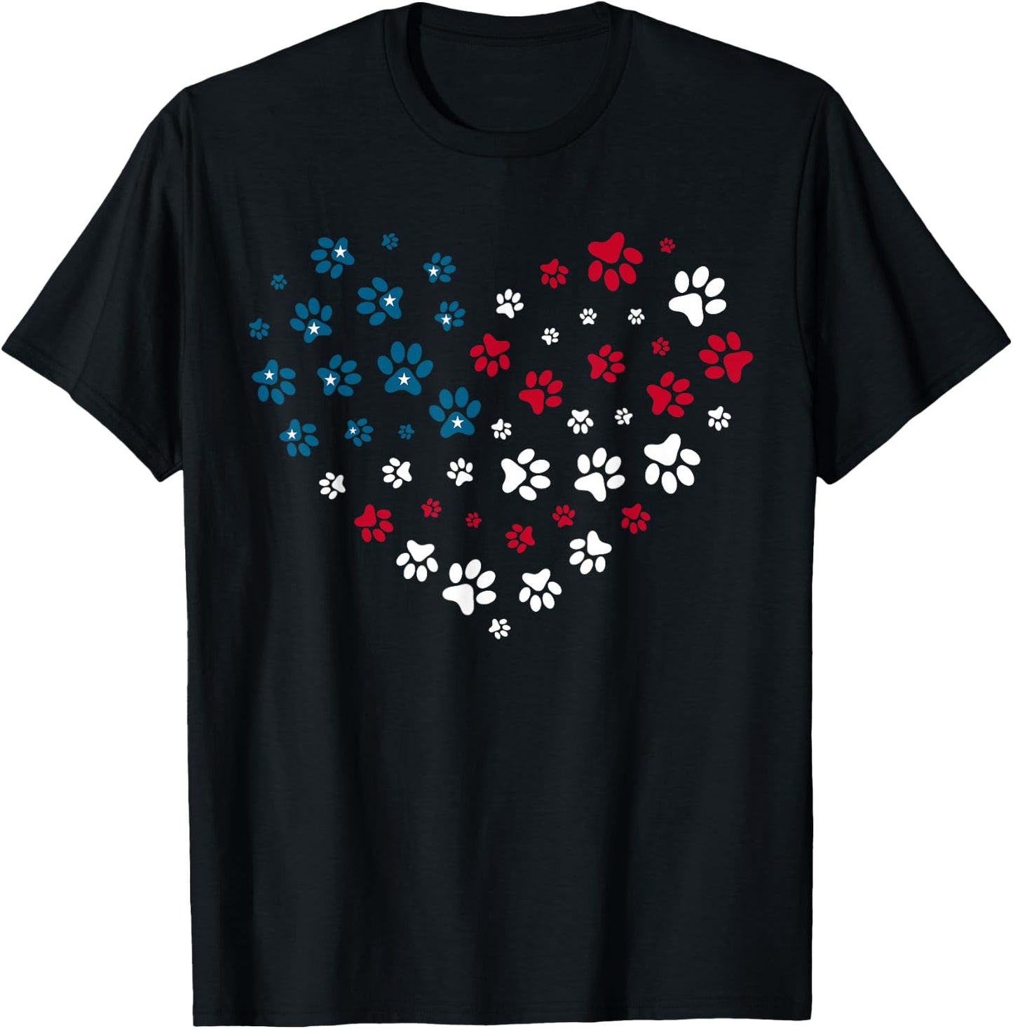 American Flag Patriotic Dog and Cat Paw Print 4th of July T-Shirt - T-Shirt | Black