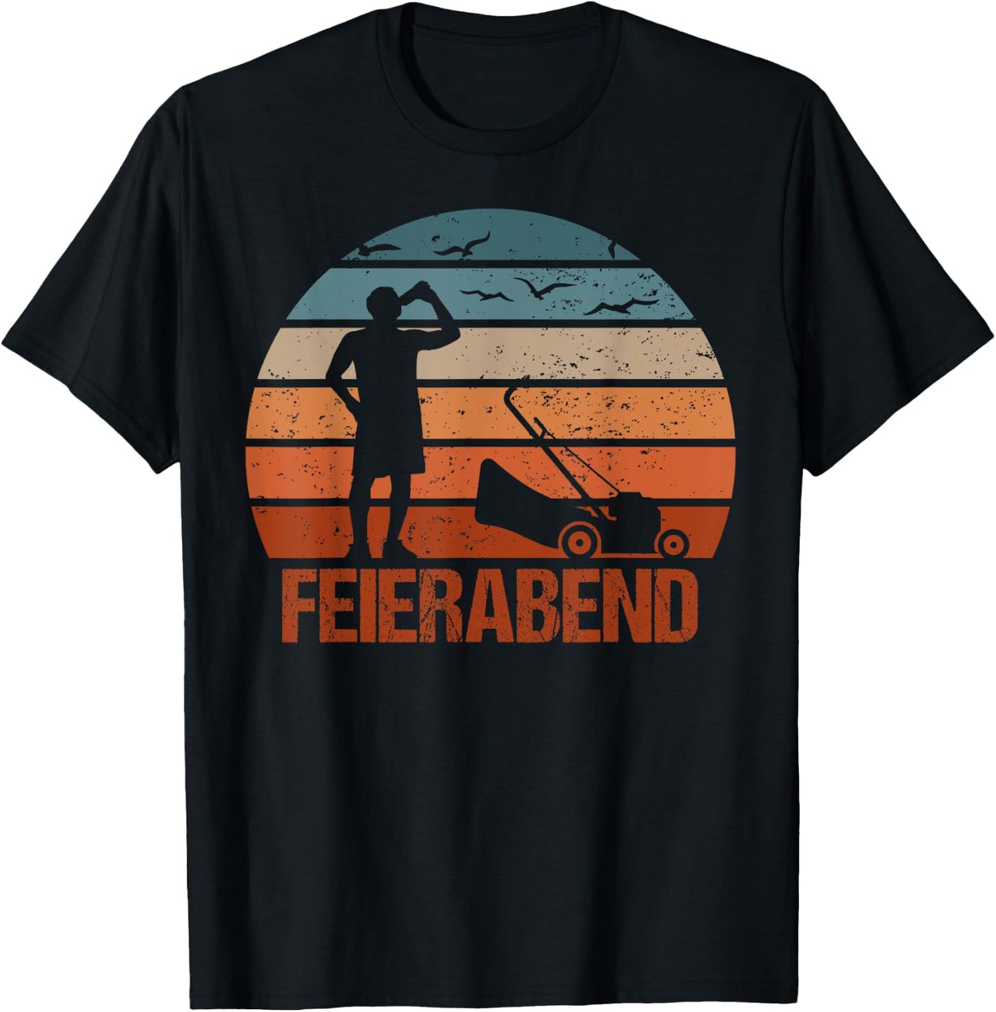 Feierabend Garten Gärtner Spruch Rasenmäher Lustig T-Shirt - T-Shirt | Black
