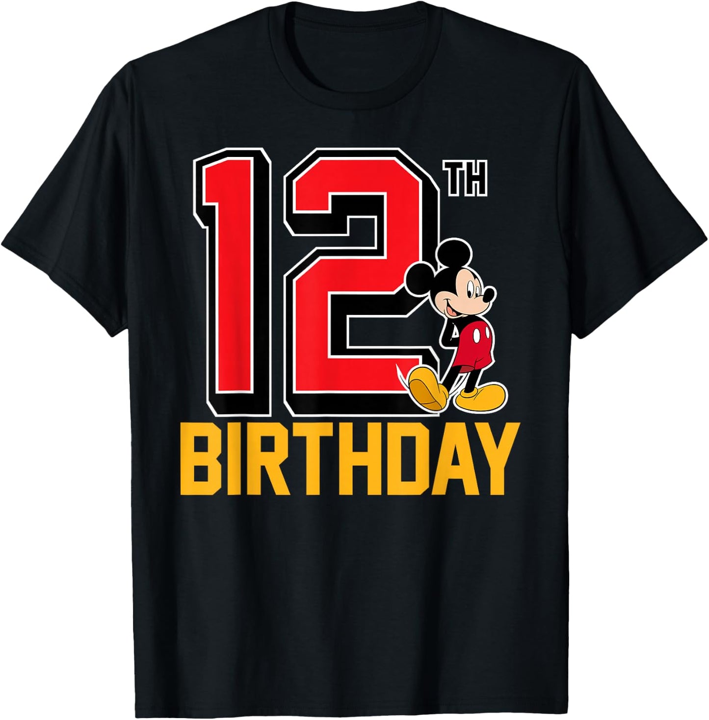 Disney - Mickey Mouse 12th Birthday T-Shirt - T-Shirt | Black