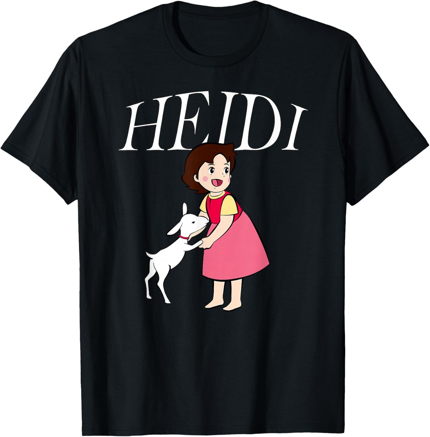 Heidi with Goat Cute Cartoon TV Series with Logo , black T-Shirt - T-Shirt | Black