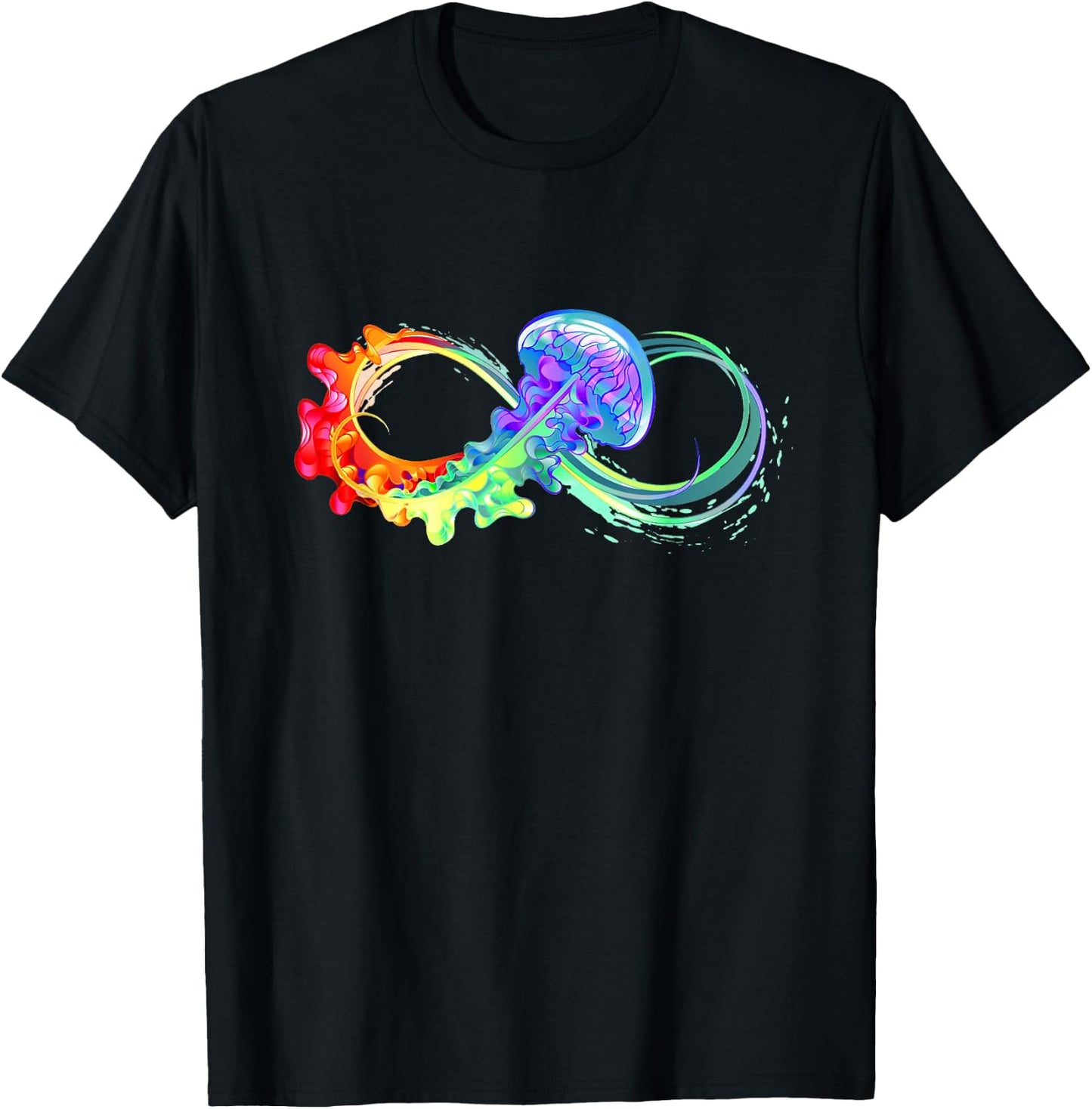 Autism Shirt Women Teacher Rainbow Infinity Jellyfish T-Shirt - T-Shirt | Black