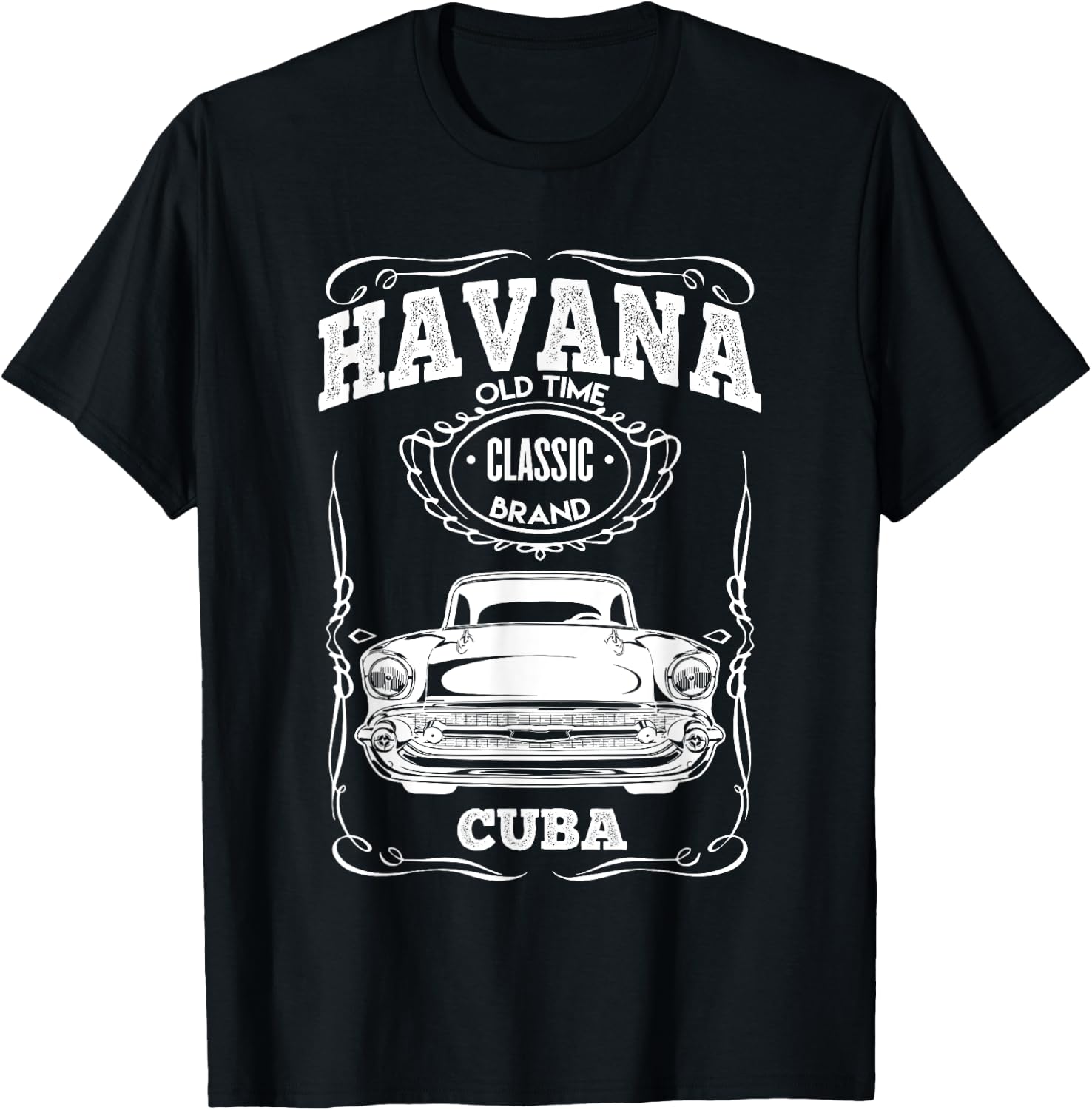 Havana Classic Cars Cuba Muscle Retro Vintage Gift T-Shirt - T-Shirt | Black