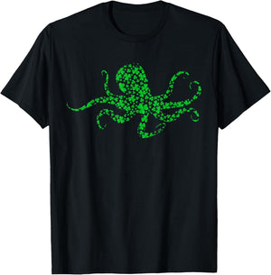 Octopus Lover Irish Shamrock Octopus St. Patrick's Day T-Shirt - T-Shirt | Black