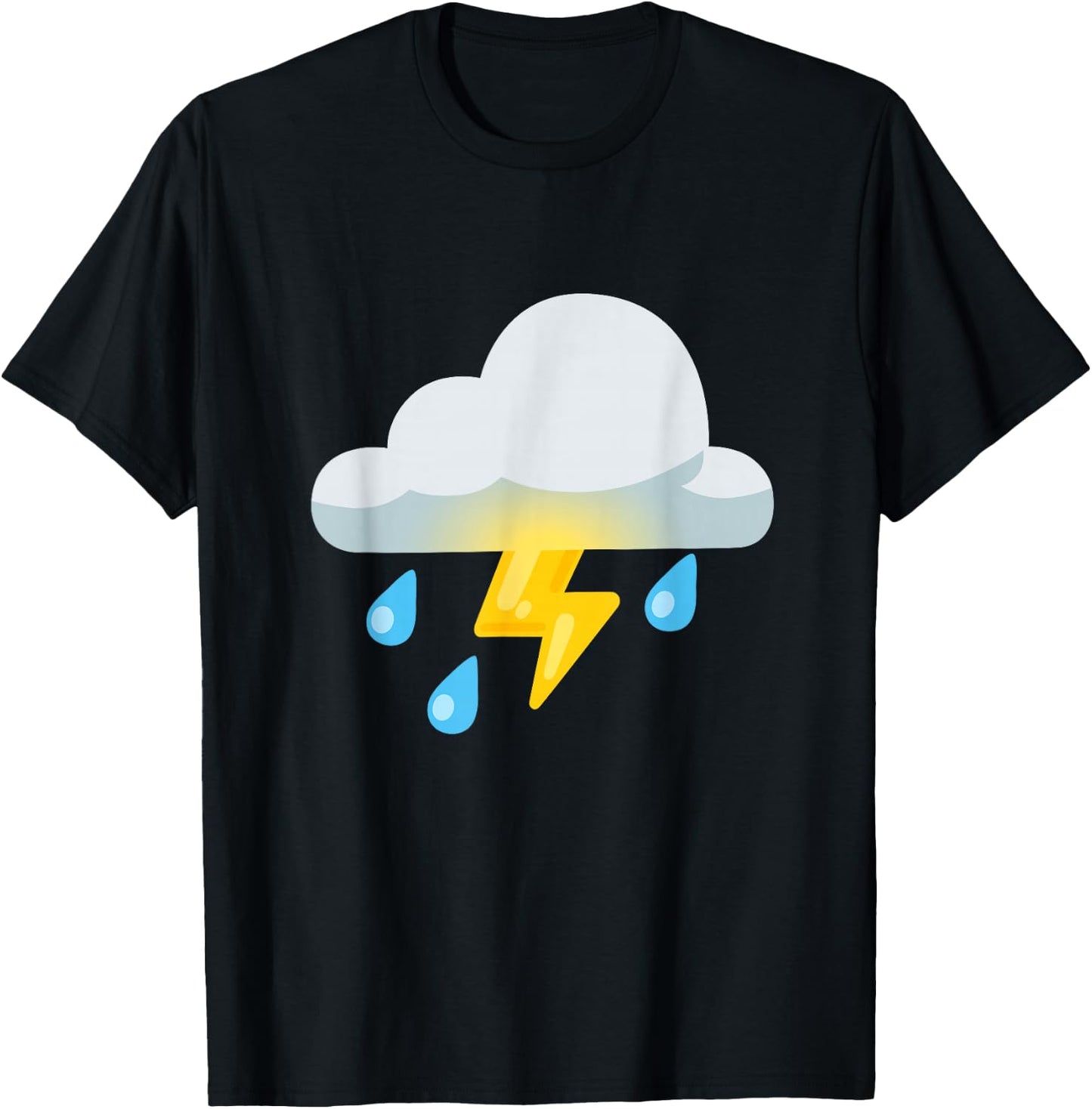 Cloud with Lightning and Rain , black T-Shirt - T-Shirt | Black