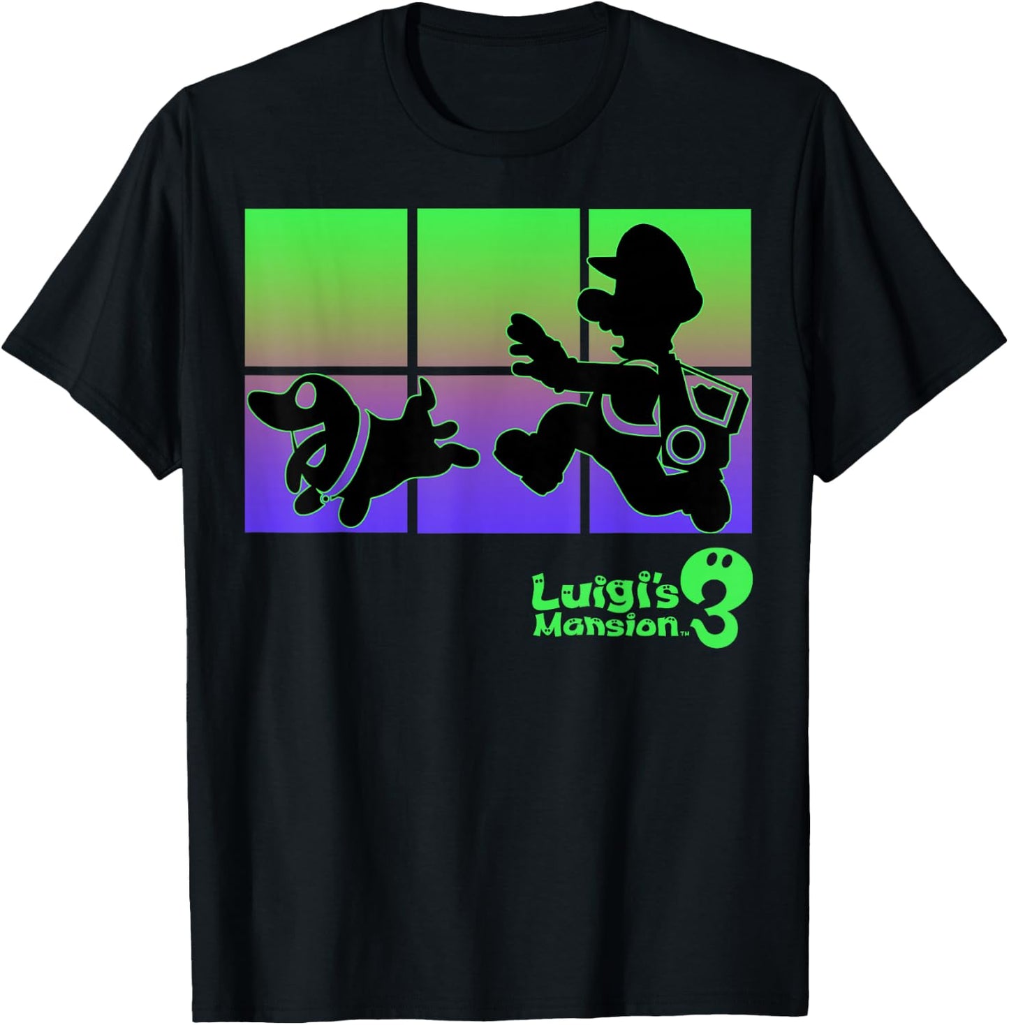 Luigi's Mansion 3 Luigi And Polterpup Silhouette T-Shirt - T-Shirt | Black
