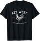 Funny Key West Rooster Chicken Sunrise Fishing Surfing Scuba T-Shirt - T-Shirt | Black