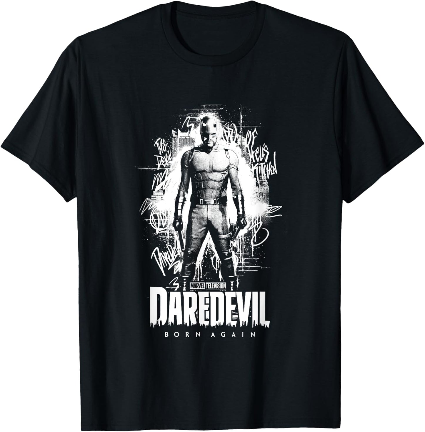 Daredevil Born Again Graffiti White T-Shirt - T-Shirt | Black