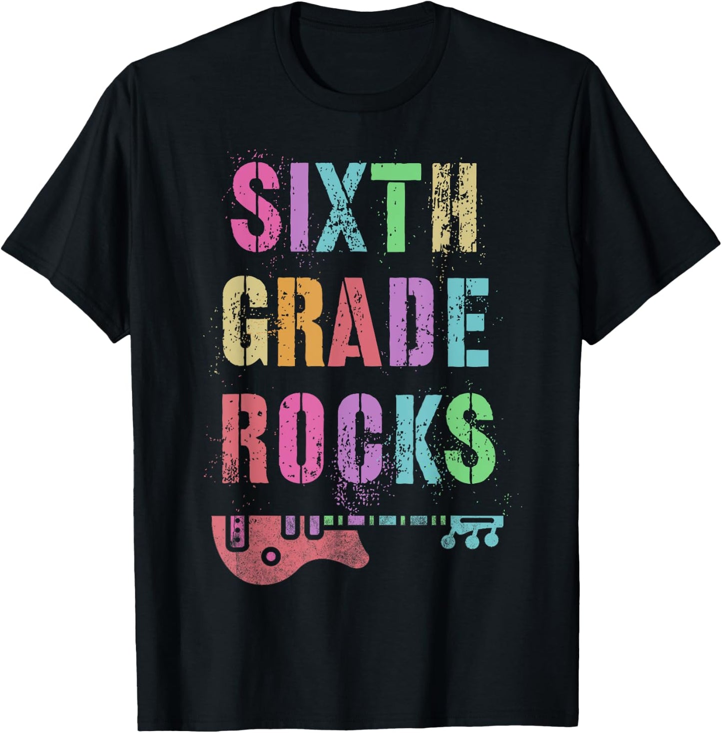 6th GRADE ROCKS Testing Teacher Rockstar Team Sixth Grader Women Girls Kids T-Shirt - T-Shirt | Black