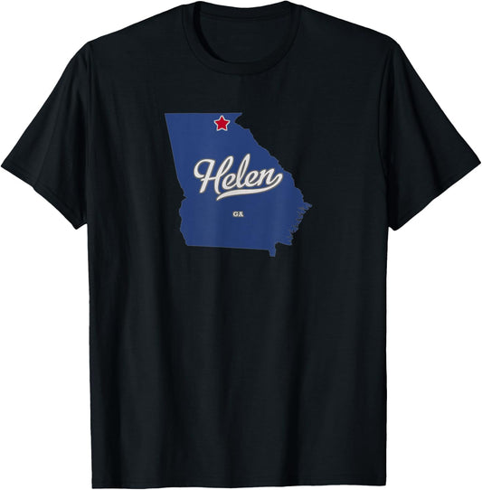 Helen Georgia GA Map T-Shirt - T-Shirt | Black