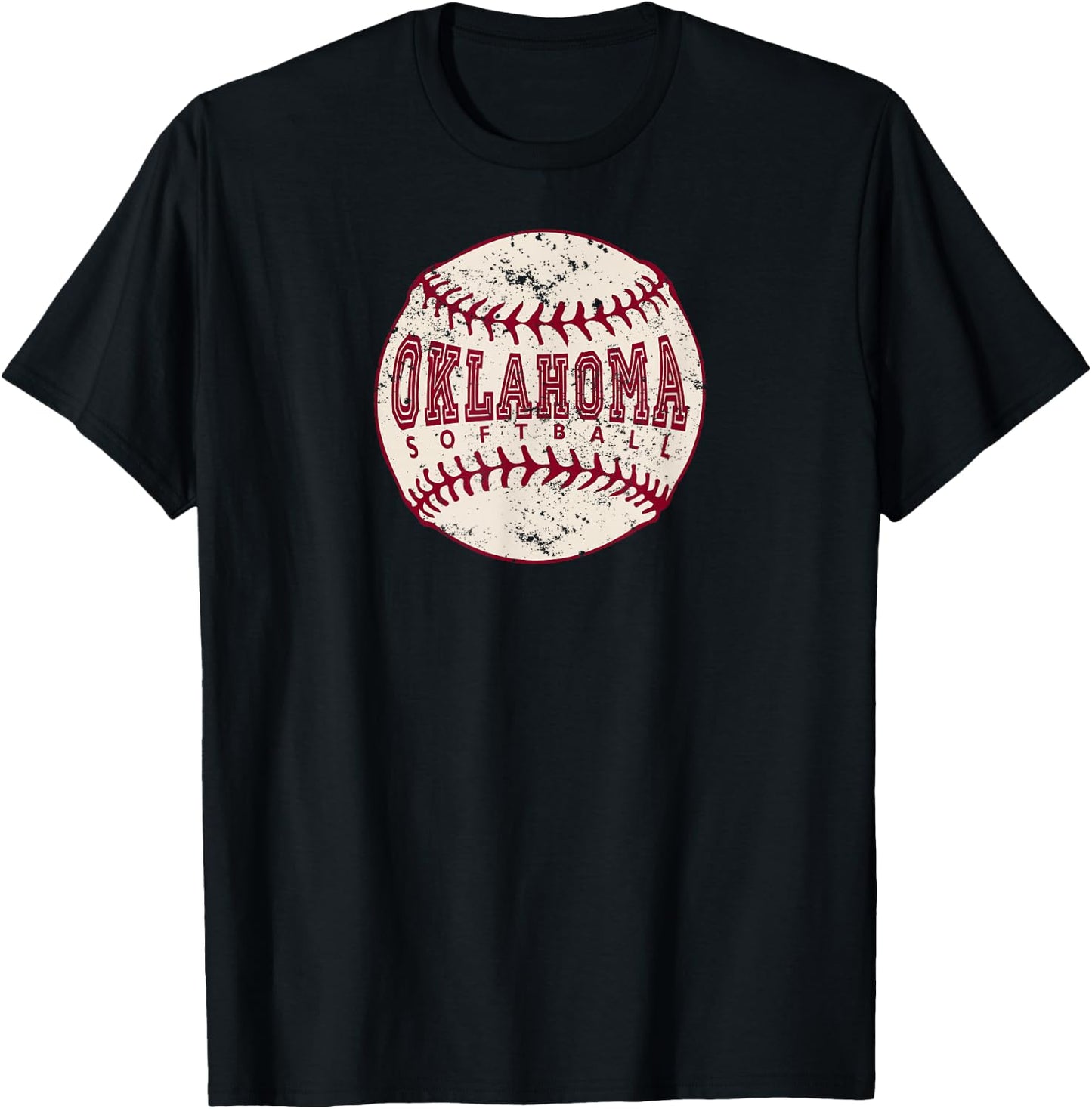 Vintage Oklahoma Softball Ball T-Shirt - T-Shirt | Black