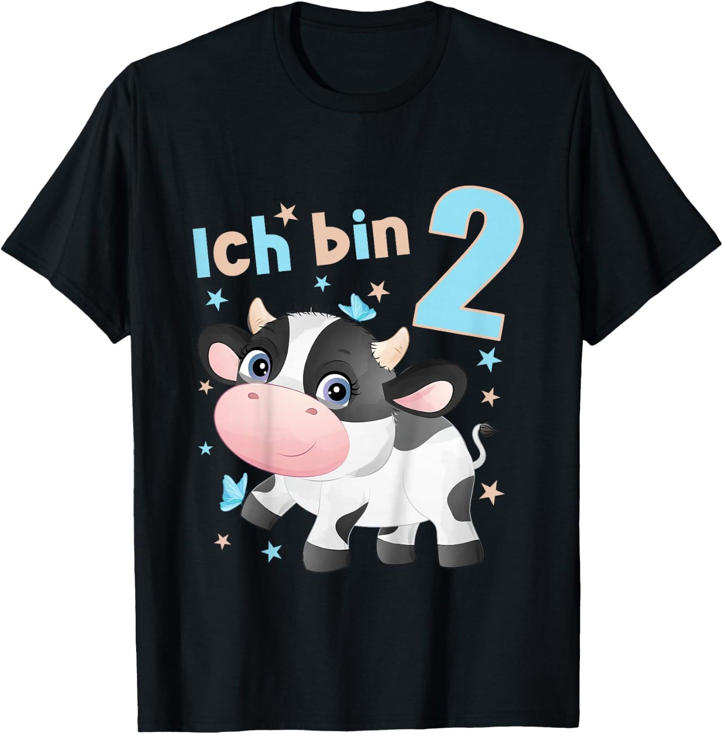 2 Jahre alt Ich bin 2 Kühe Kuh Kälbchen 2. Geburtstag T-Shirt - T-Shirt | Black