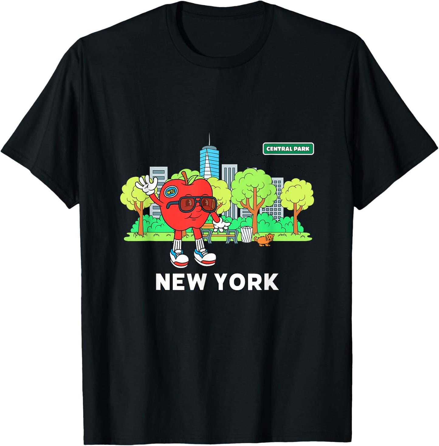 Big Apple Vibes Cool Cartoon New York Character T-Shirt - T-Shirt | Black