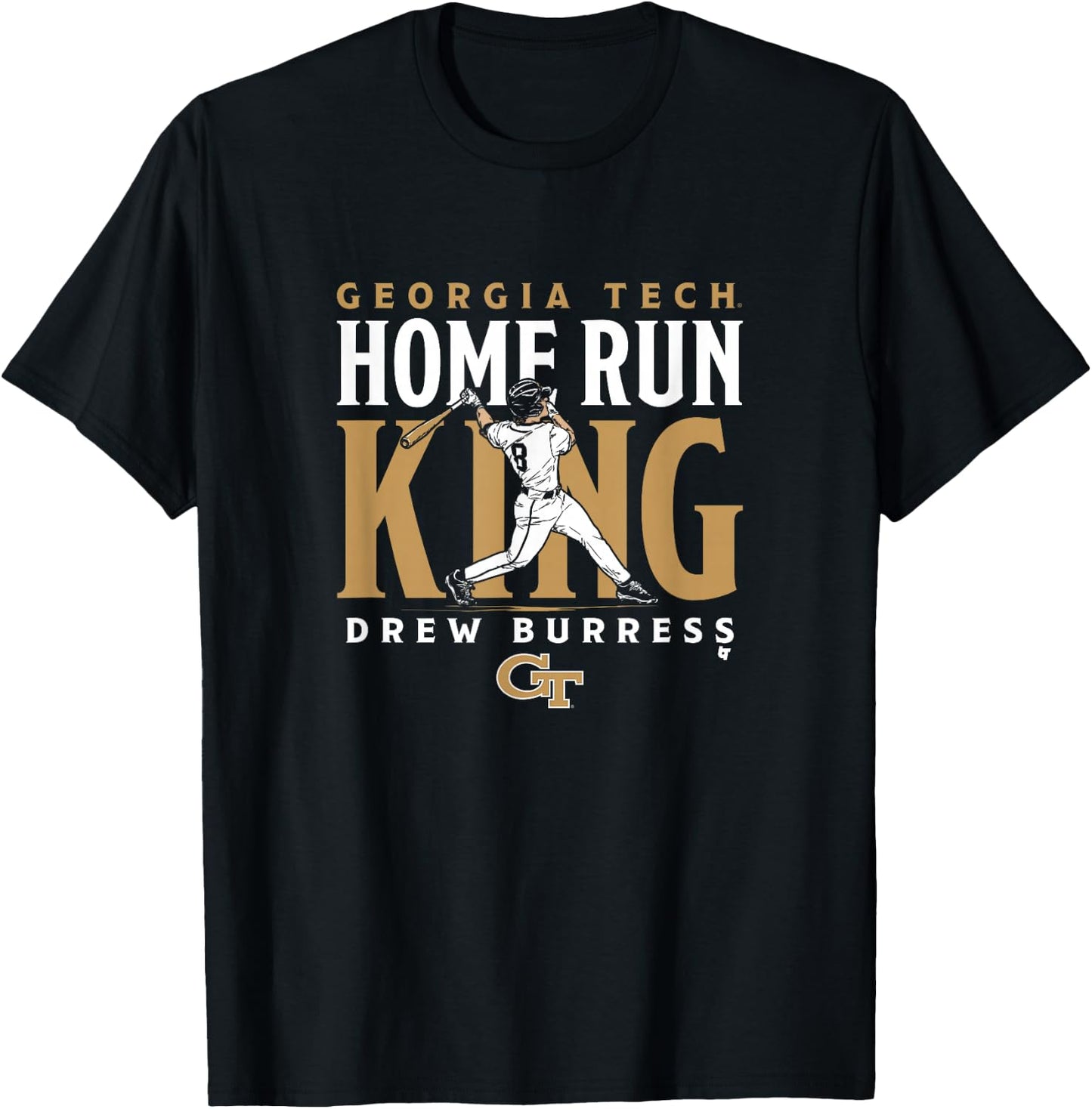 Drew Burress - Home Run King - Georgia Tech Baseball T-Shirt - T-Shirt | Black
