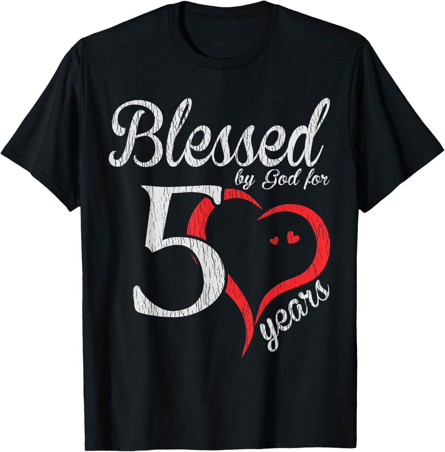 Vintage 50th Birthday Blessed By God For 50 Years Birthday T-Shirt - T-Shirt | Black