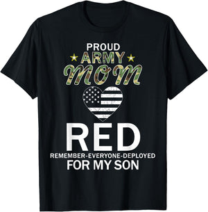 RED Friday For My Son Remember Everyone Deployed Army Shirt T-Shirt - T-Shirt | Black
