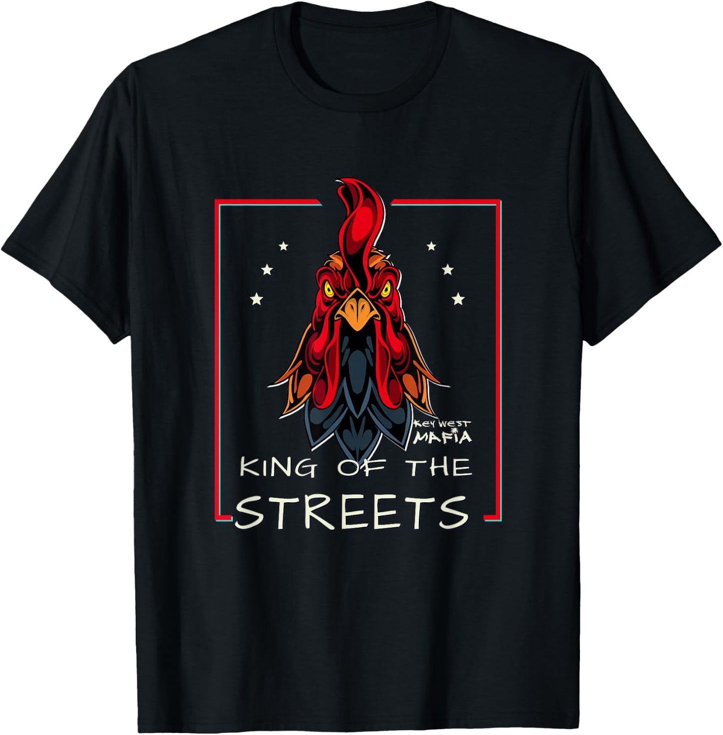 Key West, Florida - King of the Streets Rooster T-Shirt - T-Shirt | Black