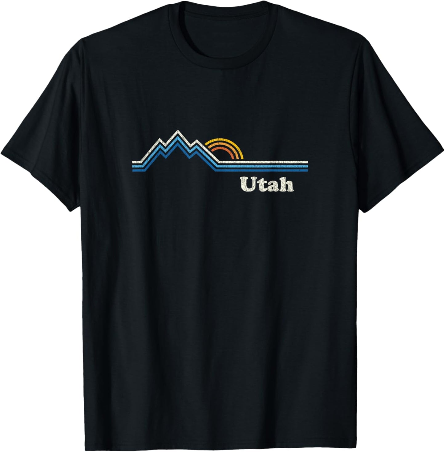 Retro Utah T Shirt Vintage Sunrise Mountains Design T-Shirt - T-Shirt | Black