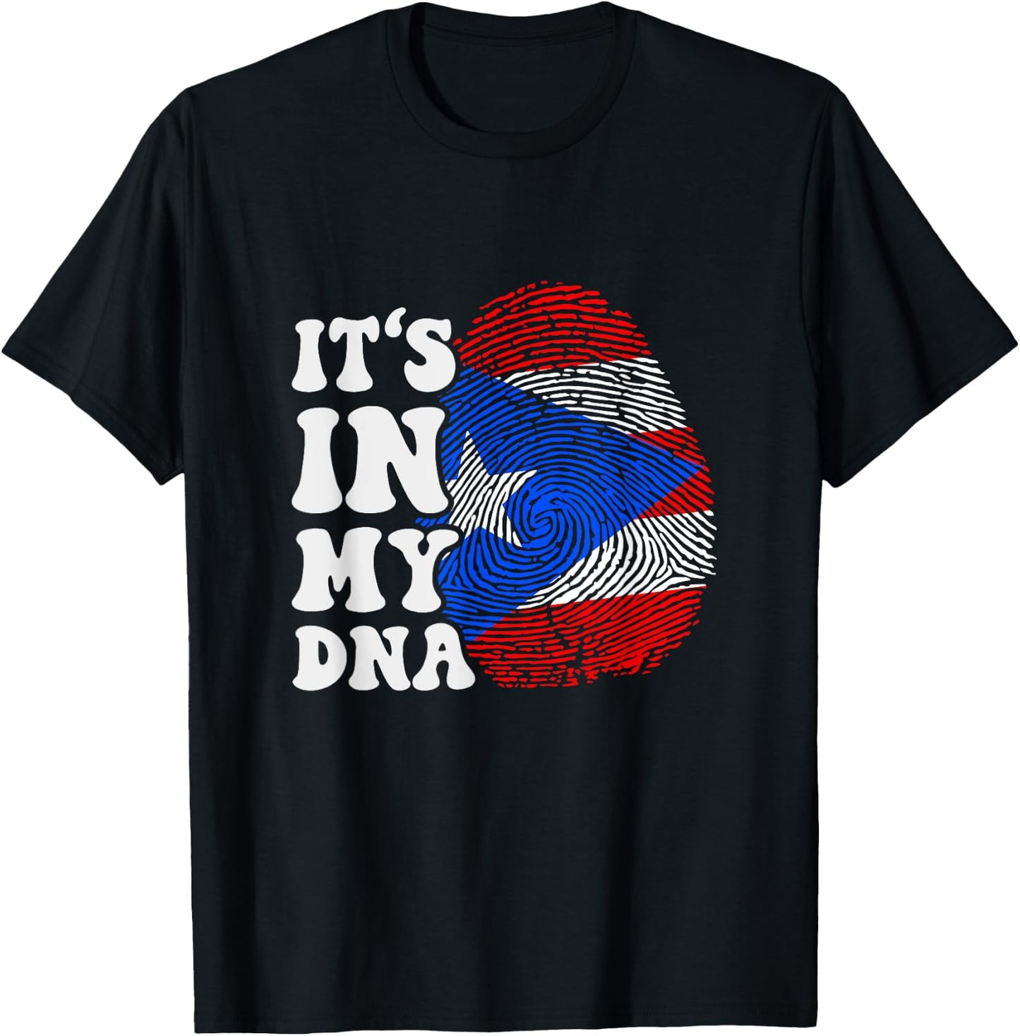Funny it's in my DNA Puerto Rico flag Fingerprint T-Shirt - T-Shirt | Black