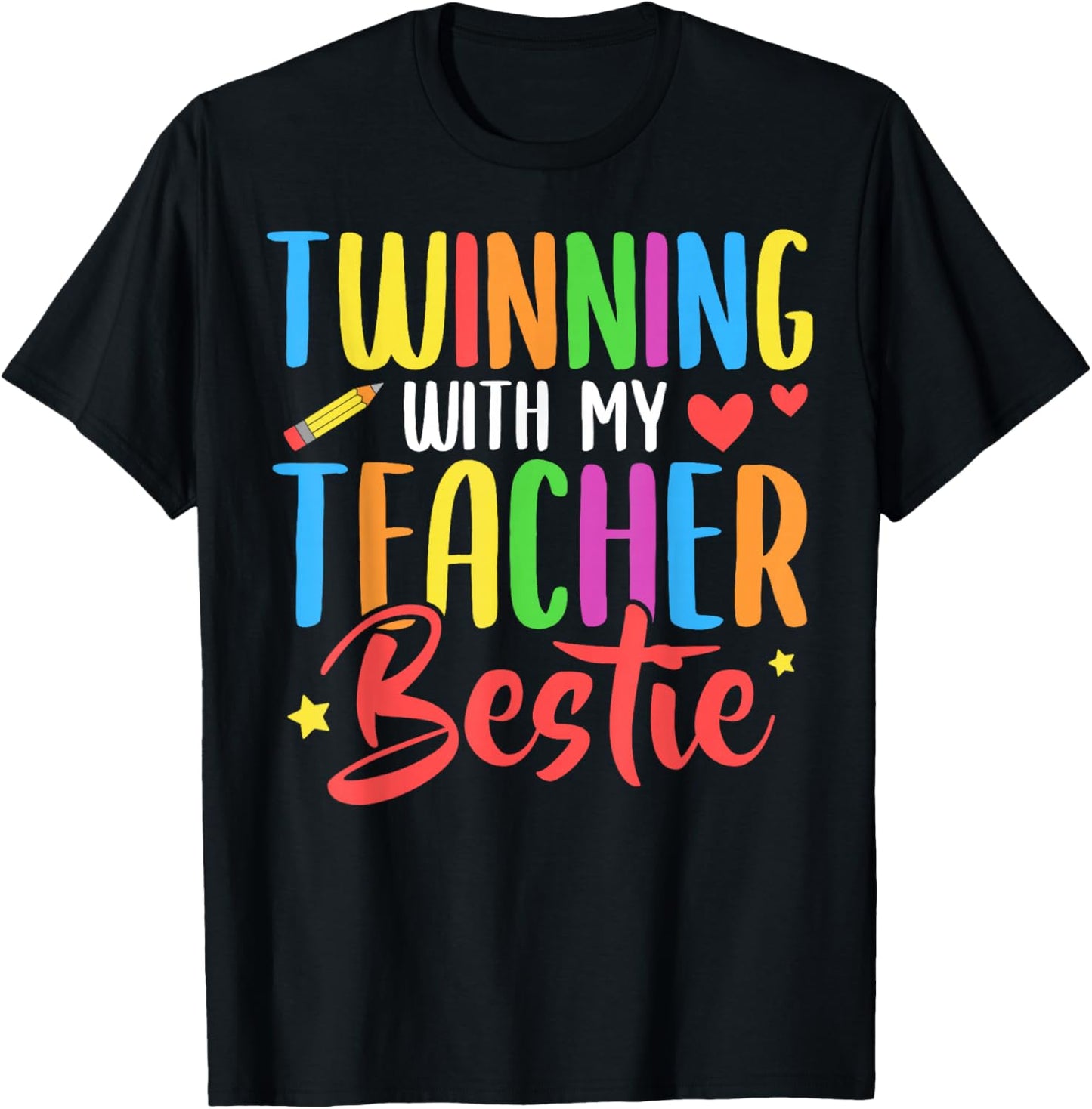 Twinning With My Teacher Bestie Twin Day Matching T-Shirt - T-Shirt | Black