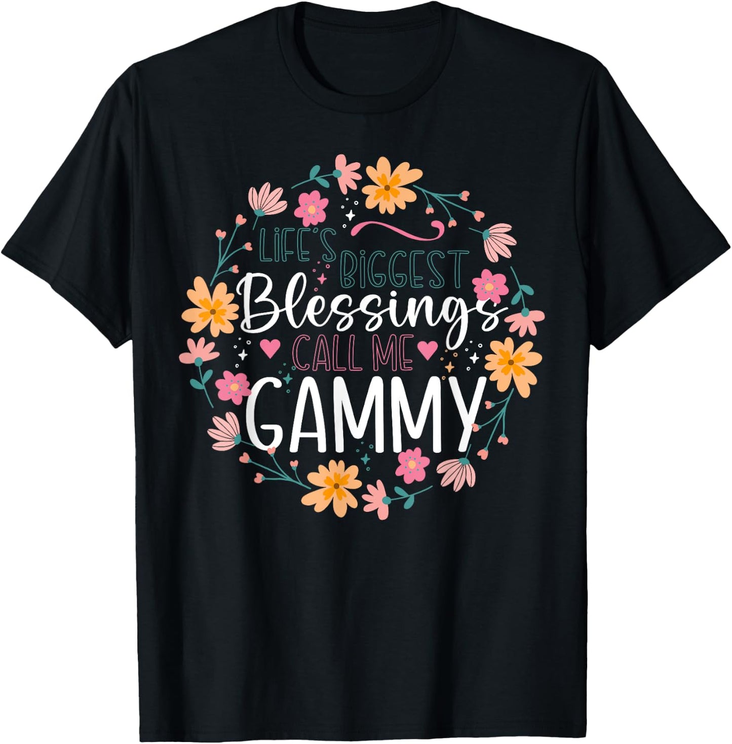Floral Gammy Grandmother Grandma T-Shirt - T-Shirt | Black