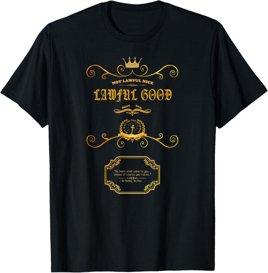 Lawful Good Alignment Gamer Geek RPG T-Shirt - T-Shirt | Black