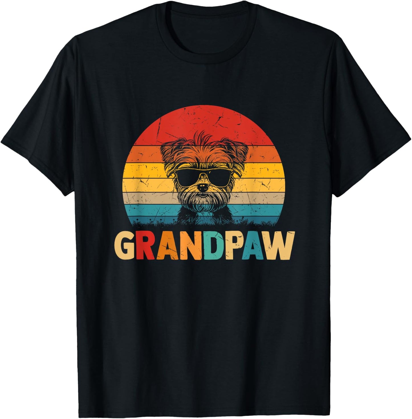 Funny Grandpaw Retro Vintage Morkie Lovers Grandpa Fathers T-Shirt - T-Shirt | Black