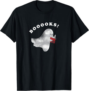Booooks! Ghost Reading Books Halloween T-Shirt - T-Shirt | Black