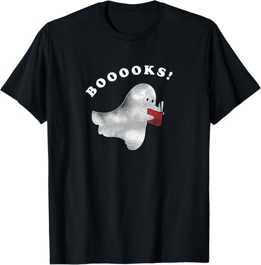 Booooks! Ghost Reading Books Halloween T-Shirt - T-Shirt | Black