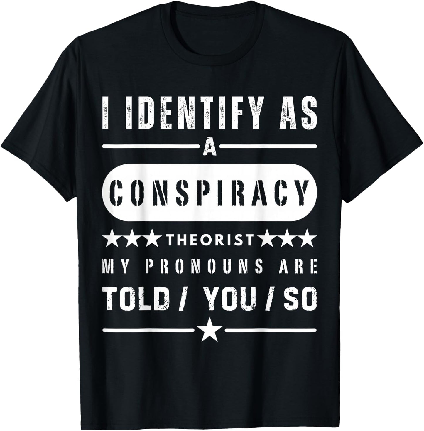 I Identify As Conspiracy Theorist US Patriot Funny Patriot T-Shirt - T-Shirt | Black