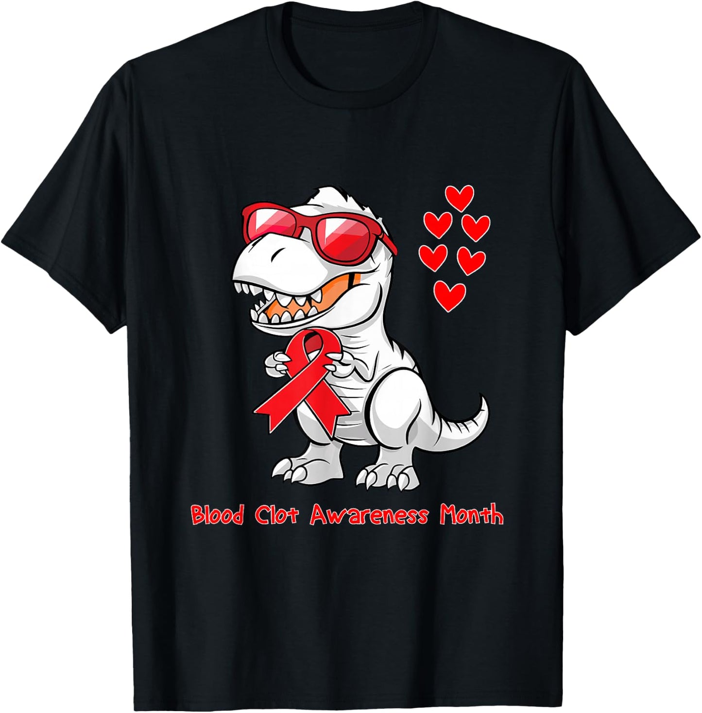 T-rex Dinosaur Blood Clot Awareness Day Dino Toddlers T-Shirt - T-Shirt | Black