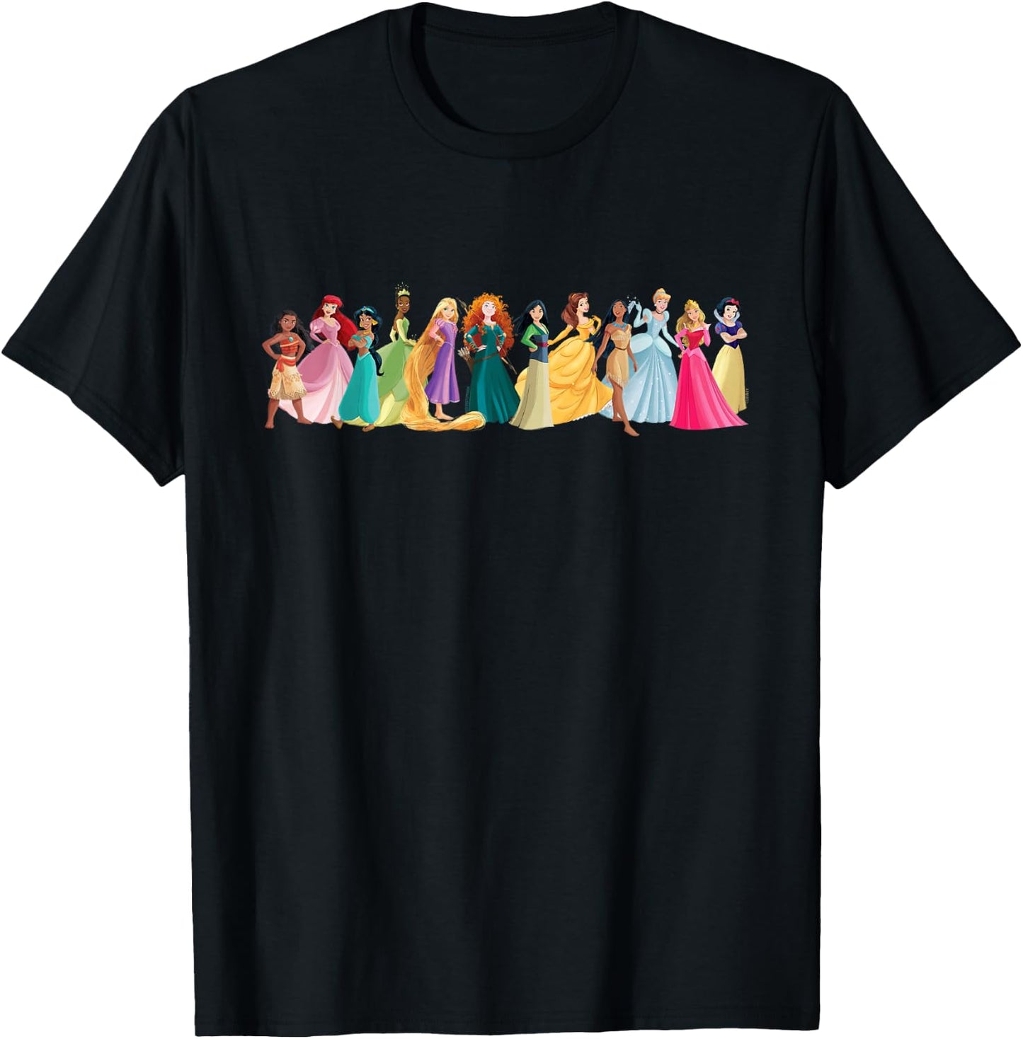 Disney Princess A Dozen Magical Friends Group Lineup T-Shirt - T-Shirt | Black