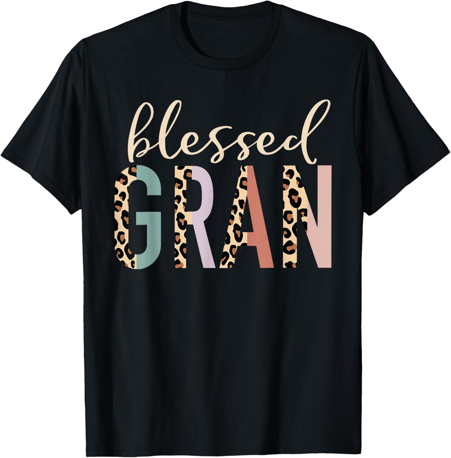 Blessed Gran Cute Leopard Print T-Shirt - T-Shirt | Black