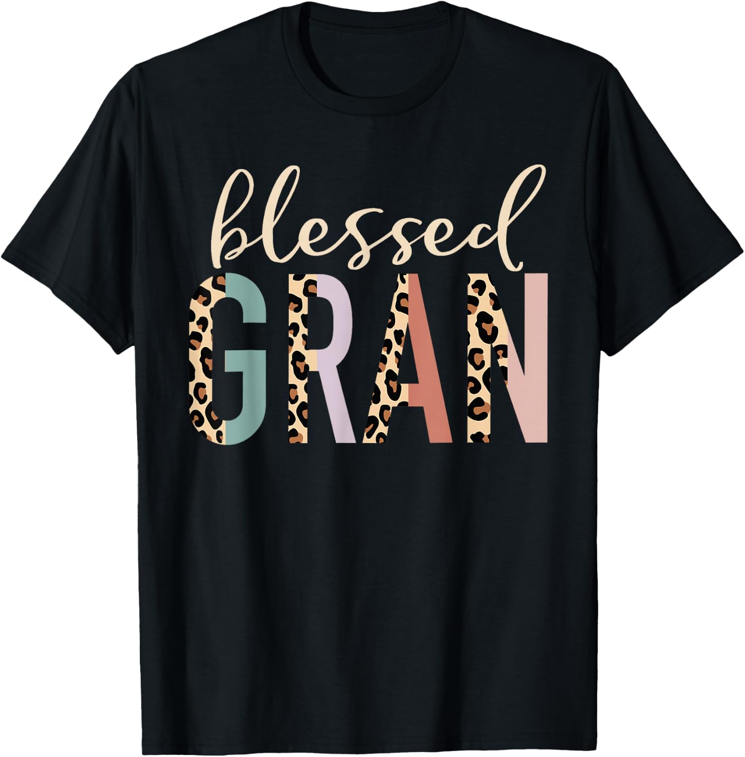 Blessed Gran Cute Leopard Print T-Shirt - T-Shirt | Black