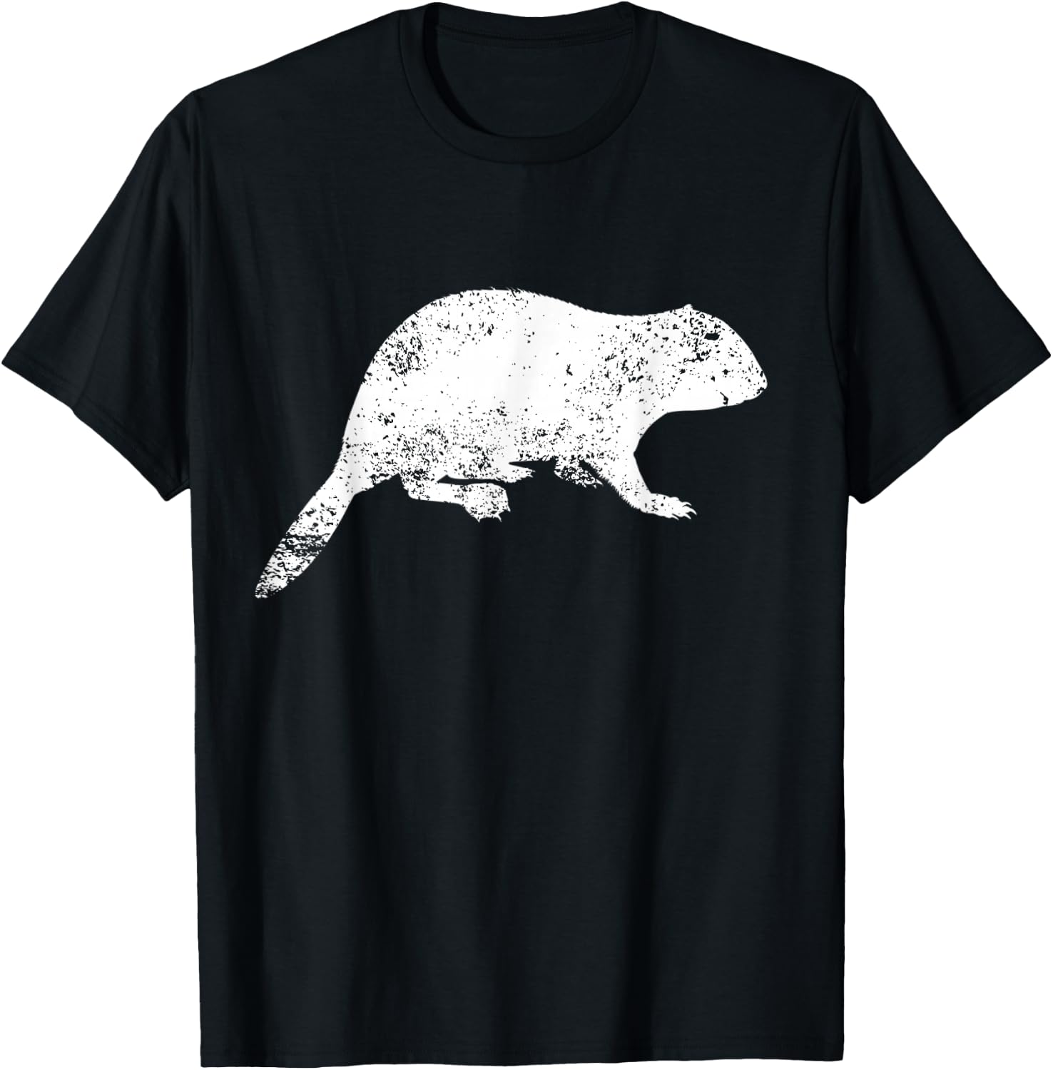 Distressed Grunge Beaver Print - Vintage Beaver T-Shirt - T-Shirt | Black