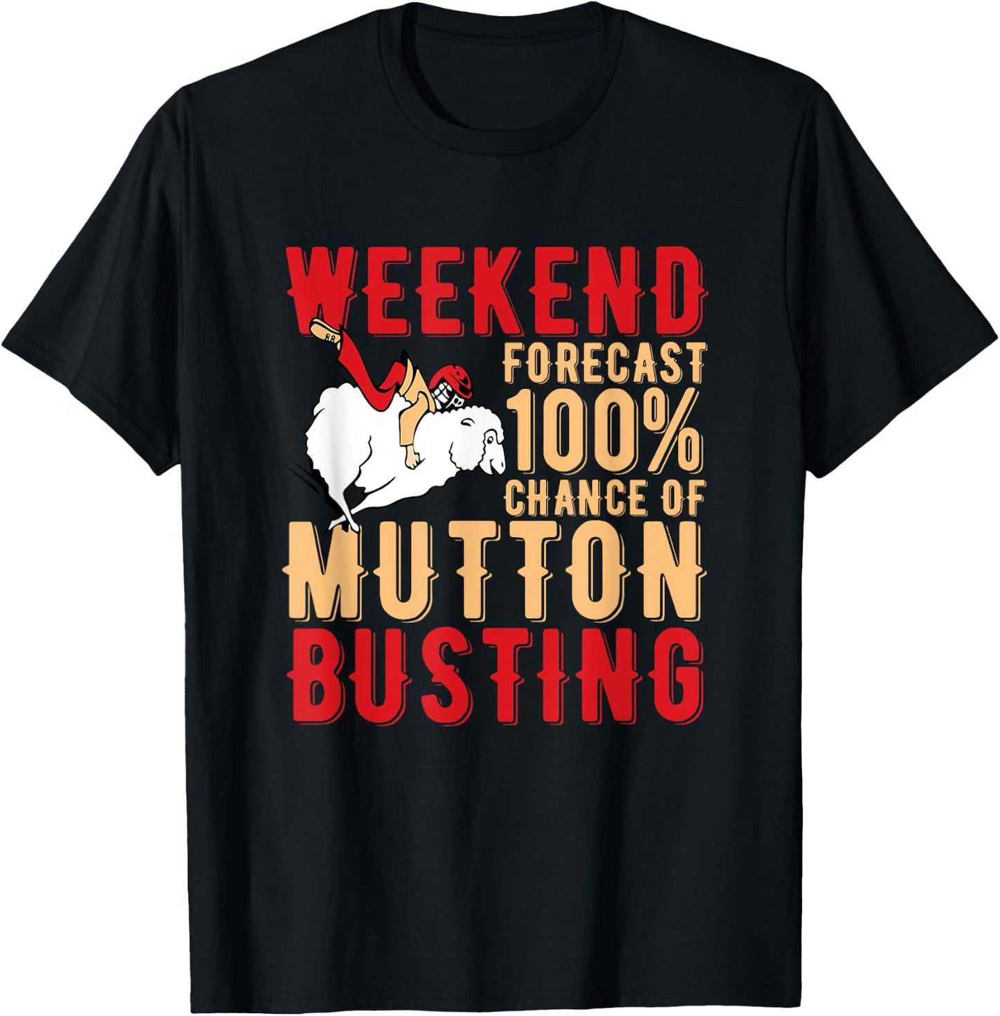 Mutton Busting Youth Rodeo Sheep Riding Kids Mutton Buster T-Shirt - T-Shirt | Black